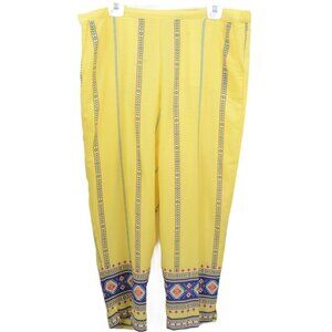 Soft Surroundings SIZE LG Colorful Yellow Flowy Pants Summer Beach Resortwear